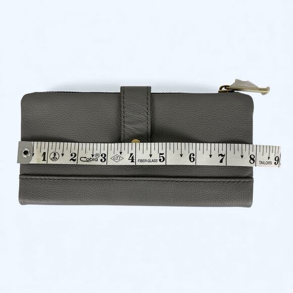 Fossil Lainie Gray Crossgrain Leather Organizer Credit Card Snap Wallet NWT - Picture 9 of 10